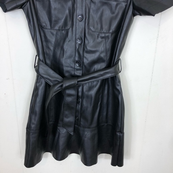 Miss Selfridge Faux Leather Shirt Dress Sz 2P - Picture 5 of 10